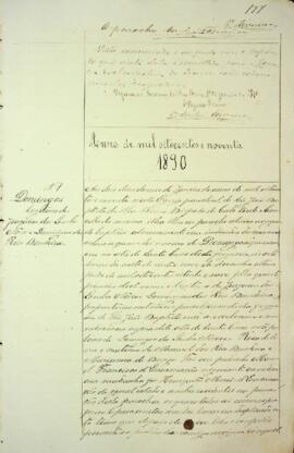 Livro de registo de batismos da freguesia de São João Baptista - Brava (1890)