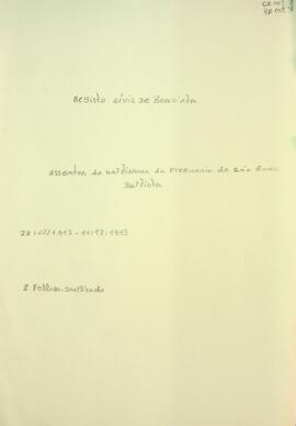 Livro de registos de batismos da freguesia de São João Baptista - Ilha da Boa Vista (1913)