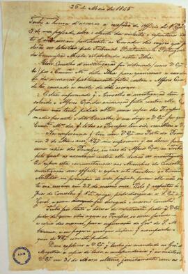 Carta do Comissário de Sua Majestade Britânica ao Comandante Militar da Ilha da Boa Vista sobre a...