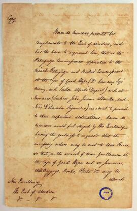 Carta do Barão de Moncorvo ao Parlamento de Aberdeen sobre os privilégios aduaneiros dos Comissár...