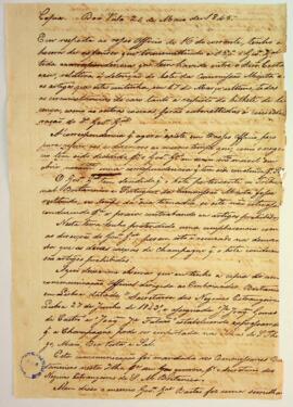 Carta do Comissário Britânico H. W. Macaulay sobre a detenção do escaler inglês e apreensão da su...