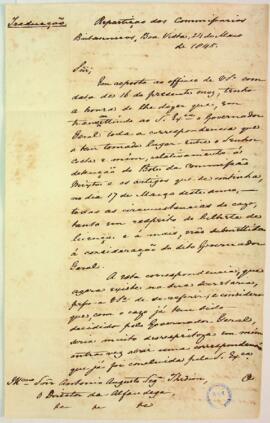 Carta de H. W. Macaulay ao Diretor da Alfândega da Boa Vista sobre a detenção do escaler inglês e...