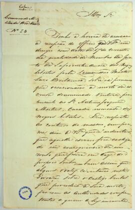 Cópia da carta de Joaquim P. da Silva, membro da Junta da Superintendência dos Negros Libertos, a...
