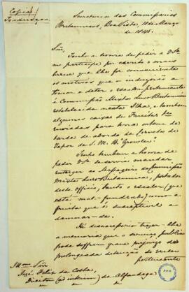 Cópia da carta do Juiz Comissário de Sua Majestade Britânica, nas versões portuguesa (tradução) e...