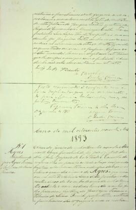 Livro de registo de batismos da freguesia de São João Baptista - Brava (1893)